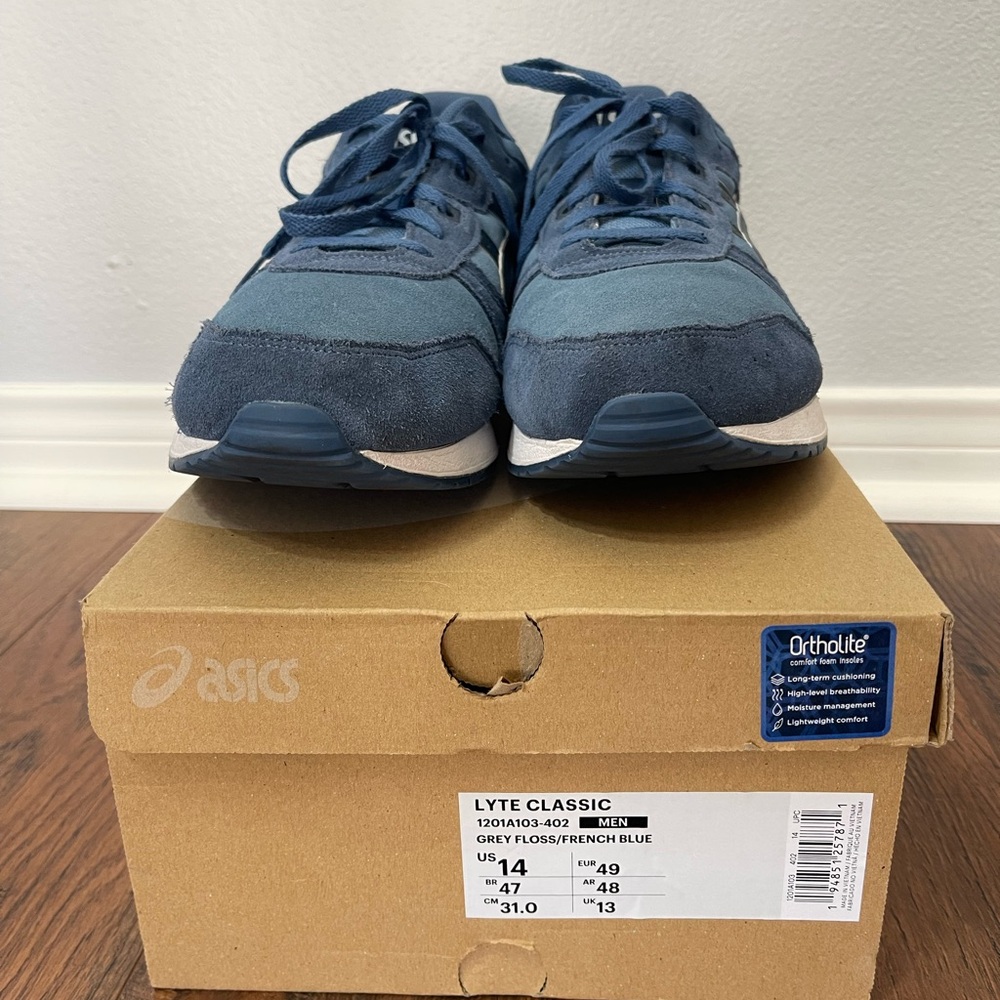 ASICS Gray and Blue Sneakers with Cushioned Comfort